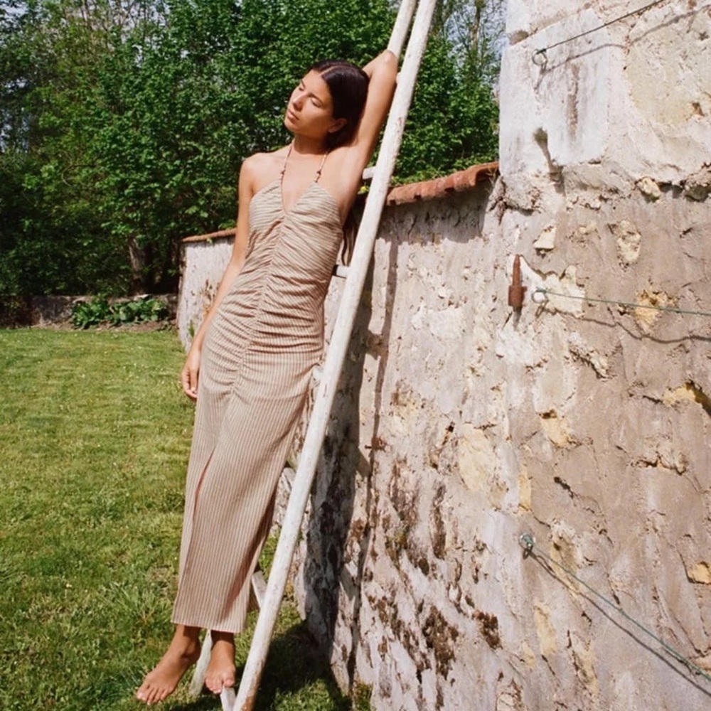 Zara Midi Striped Linen Dress
